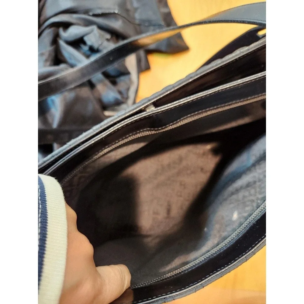 Vintage Bally Black Quilted Nylon Patent Leather Shoulder Bag 12x7 Designer hobo